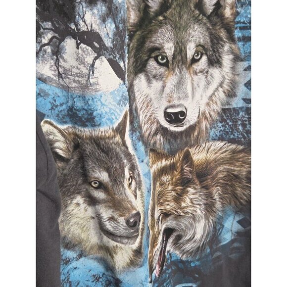 Wolf Graphic T Shirt FOTL HD Cotton 2XL Gray Outdoors Wilderness Y2K Nature - Picture 2 of 5
